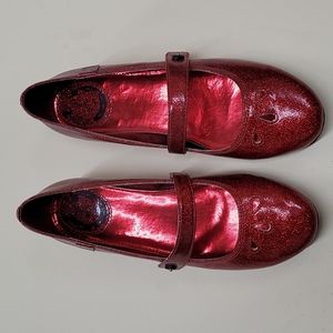 Miss L Fire red glitter Mary Janes NWOT size 37 or 7 USA